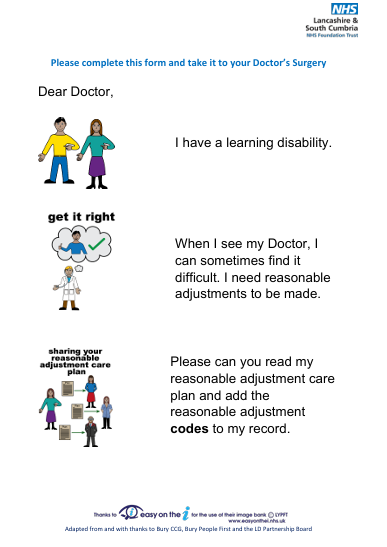 JennyPratt42's tweet photo. @HFTLSCft making great progress ensuring reasonable adjustments are coded on GP records ready for the RADF. Our LD Champs are reporting so many people completing care plan &amp; sending it to their GP. Download it on our website. @GoalsOlivers @TraceyHartleyS2 @SarahDufffin @KUttley https://t.co/Kgo6tyEmvs