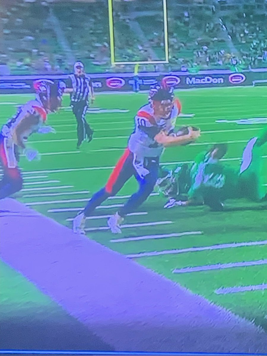 james_orthner's tweet photo. This isn't the command centre but pretty sure if you step on the white line you are out of bounds. Can it get any more brutal. What a joke. Officially done watching the CFL. @TSN_Sports @CFL @CFLonTSN @GlenSuitor https://t.co/19RzeRT8x3