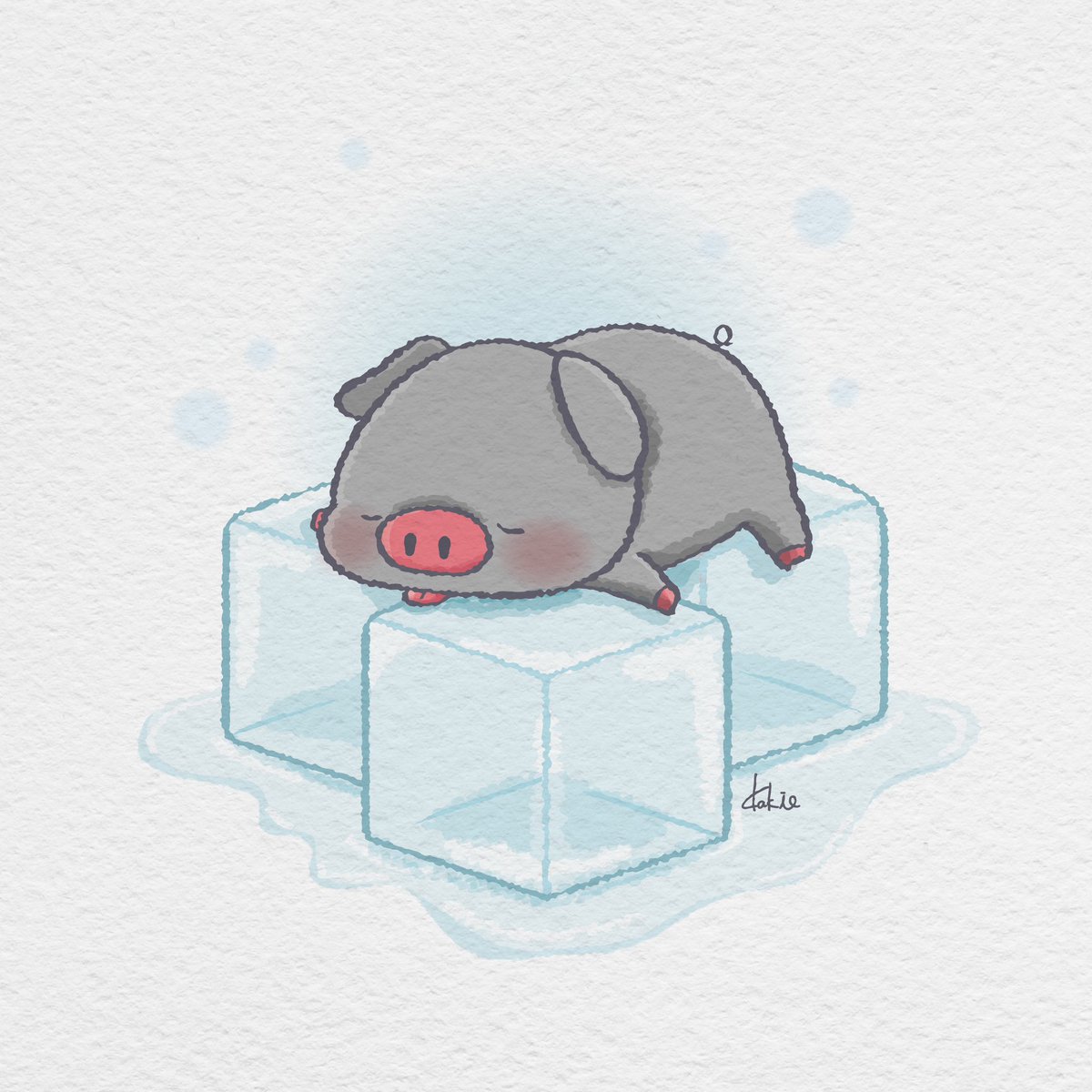 ひんやり? #イラスト #かわいいイラスト #デザイン #動物 #ブタ #ミニブタ