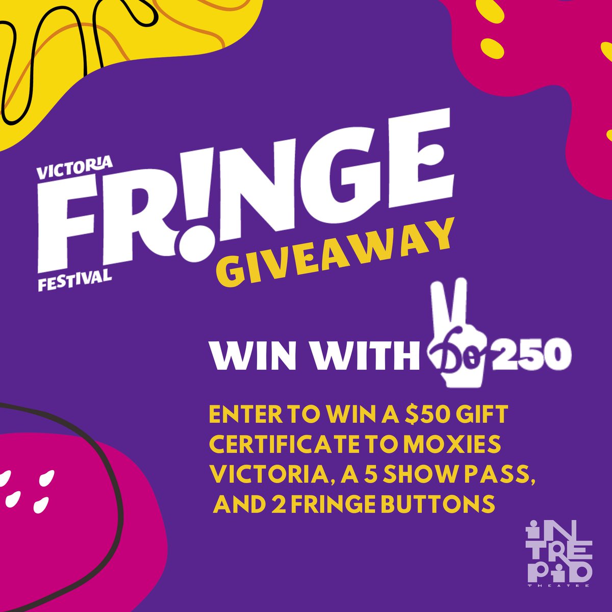 Welcome to the 38th Victoria Fringe Festival! Join us for 12 days of summer fun. Enter for a chance to win a 5-show pass, 2 buttons, and a $50 gift card to the Vicious Poodle! t.dostuffmedia.com/t/c/s/175921