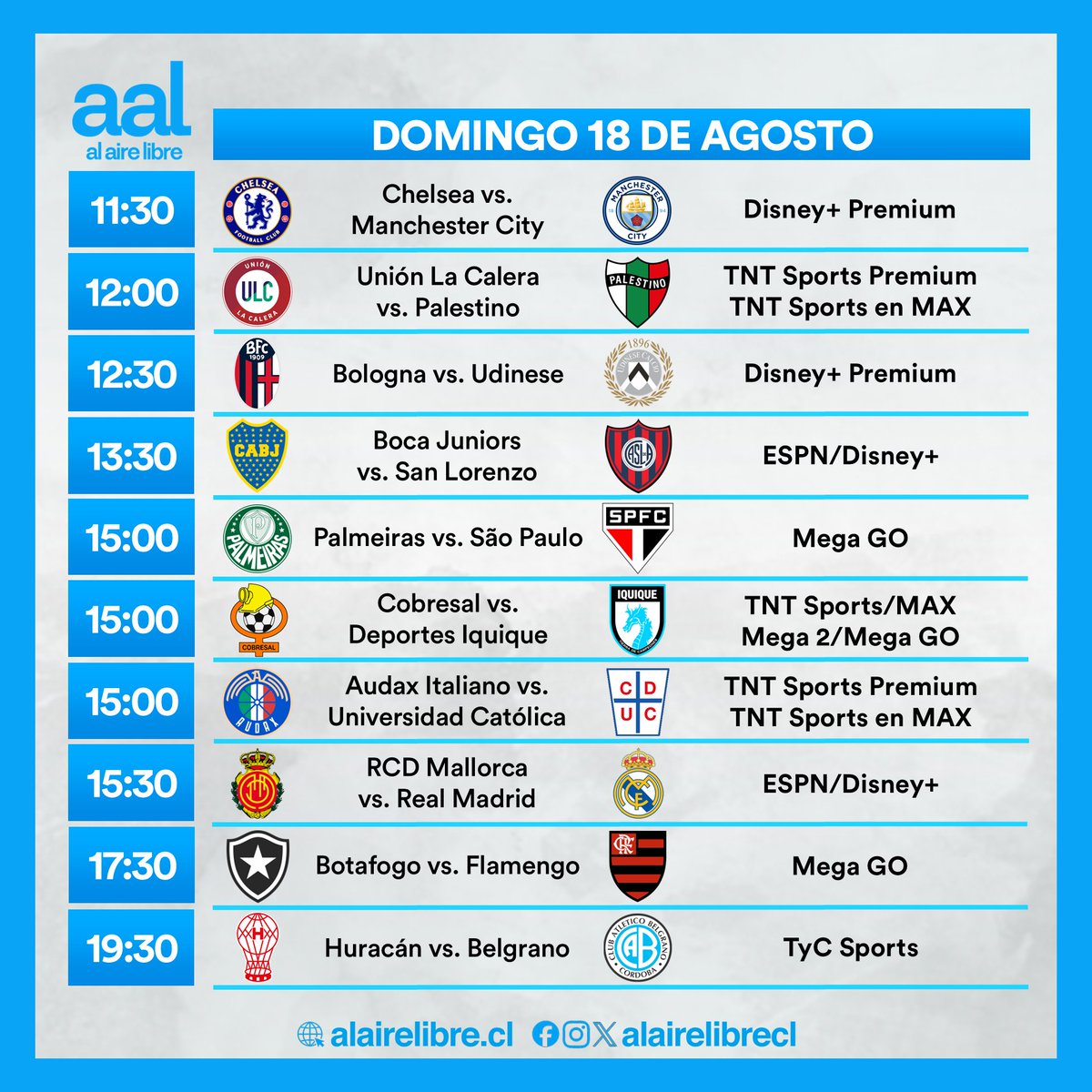 🥰 La Cartelera #AlAireLibre de este fin de semana no da tregua. Pediste fútbol y resolvimos.7