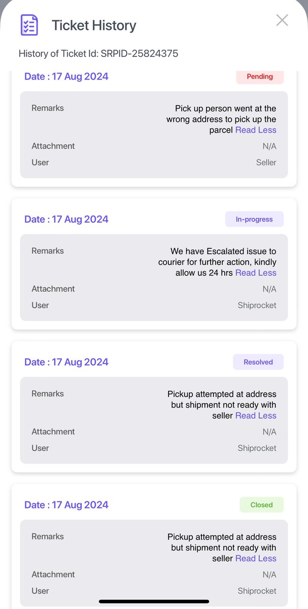 SandeepGhag's tweet photo. @ShiprocketIndia @ShiprocketCare 

Kindly look into this. XPressbees has failed to pick up the courier since 13August and have given the same reason over &amp; over again, which is a LIE. 

@jagograhakjago @htTweets @mid_day an exposé needs to be done for kind of fraudulent service. https://t.co/DlHyZokozK