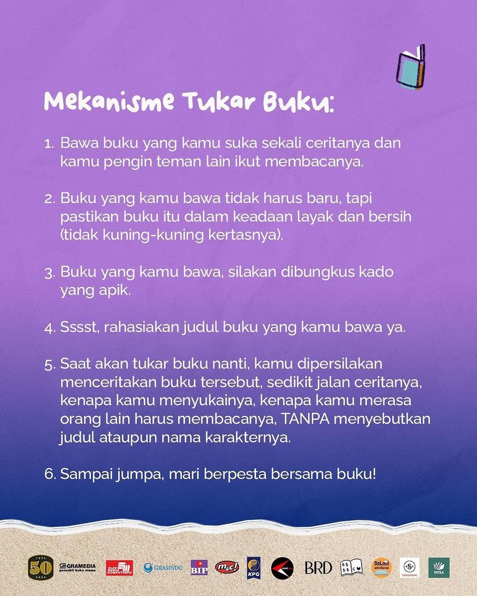 #Repost <a href="/bukugpu/">Gramedia Pustaka Utama 📕</a>
...
📌 DARI BUKU MELABUH DI HATI
Diskusi Buku • Tukar Buku • Peluncuran Tantangan #bacabukugpu 

#PestaLiterasiIndonesia