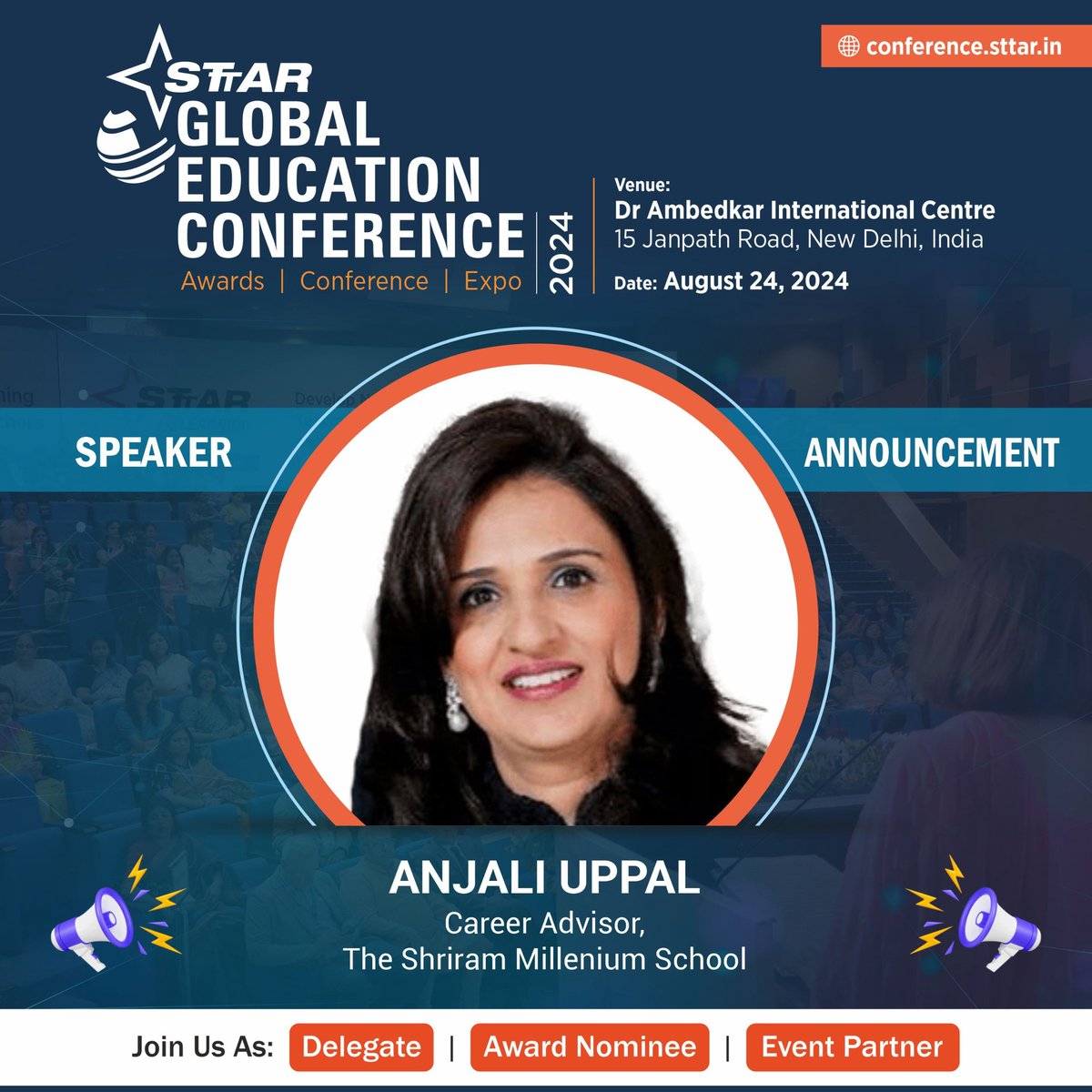 sttaracademy's tweet photo. #SpeakerAnnoucement 

We are elated to announce another set of super-impactful and eminent speakers across education and career counselling, that will feature at the STTAR Global Education Conference and Expo 2024 🎤.

🌐Log onto: https://t.co/ufCPuUXS4v https://t.co/iYUglubAfN