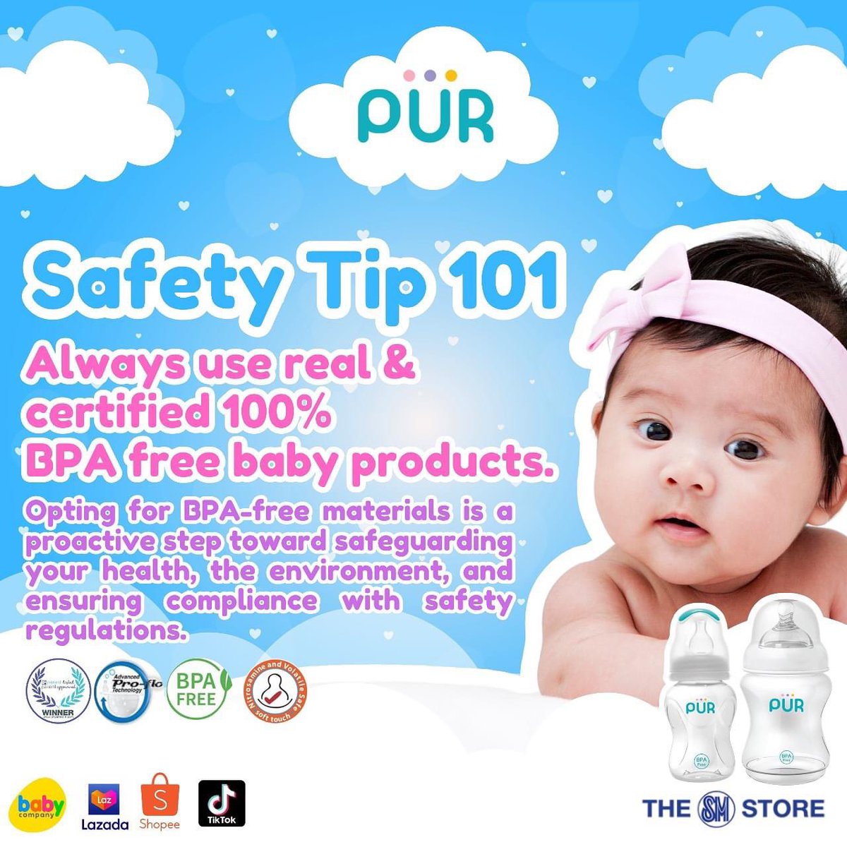 PurPhilippines's tweet photo. Using real and certified 100% BPA-free baby products, such as those from PUR, is important for several reasons (A Thread)

#Baby #BabyProducts #BabyBottle #BabyEssentials #Mom #MomApproved  #Mommylife  #Budol #Gift #BPAFree #LegitBPAFree #SafeBabyBottles #SafeBabyProducts https://t.co/tXzUdqFum4