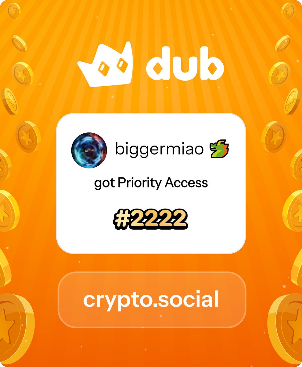 I just got Priority Access to Dub! Let’s make memecoins PvE again. Get in early™. dub.social