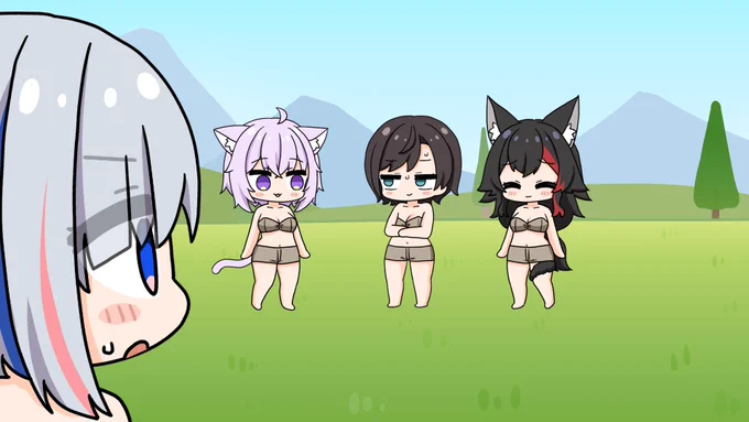 おっぱいの話をしてる現場を目撃するかなたん#かなたーと  #プロテインザスバル #絵かゆ #みおーん絵 