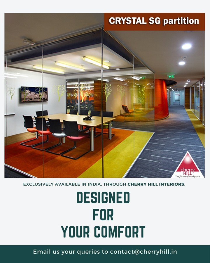 CherryHillDelhi's tweet image. The CRYSTAL SG partition is a combination of glass and glass support without internal structure. The profiles are minimized to protect the clarity and transparency of the partition. The system is designed to be fully demountable and relocatable.
#ComfortSpaces #furnishedSpace