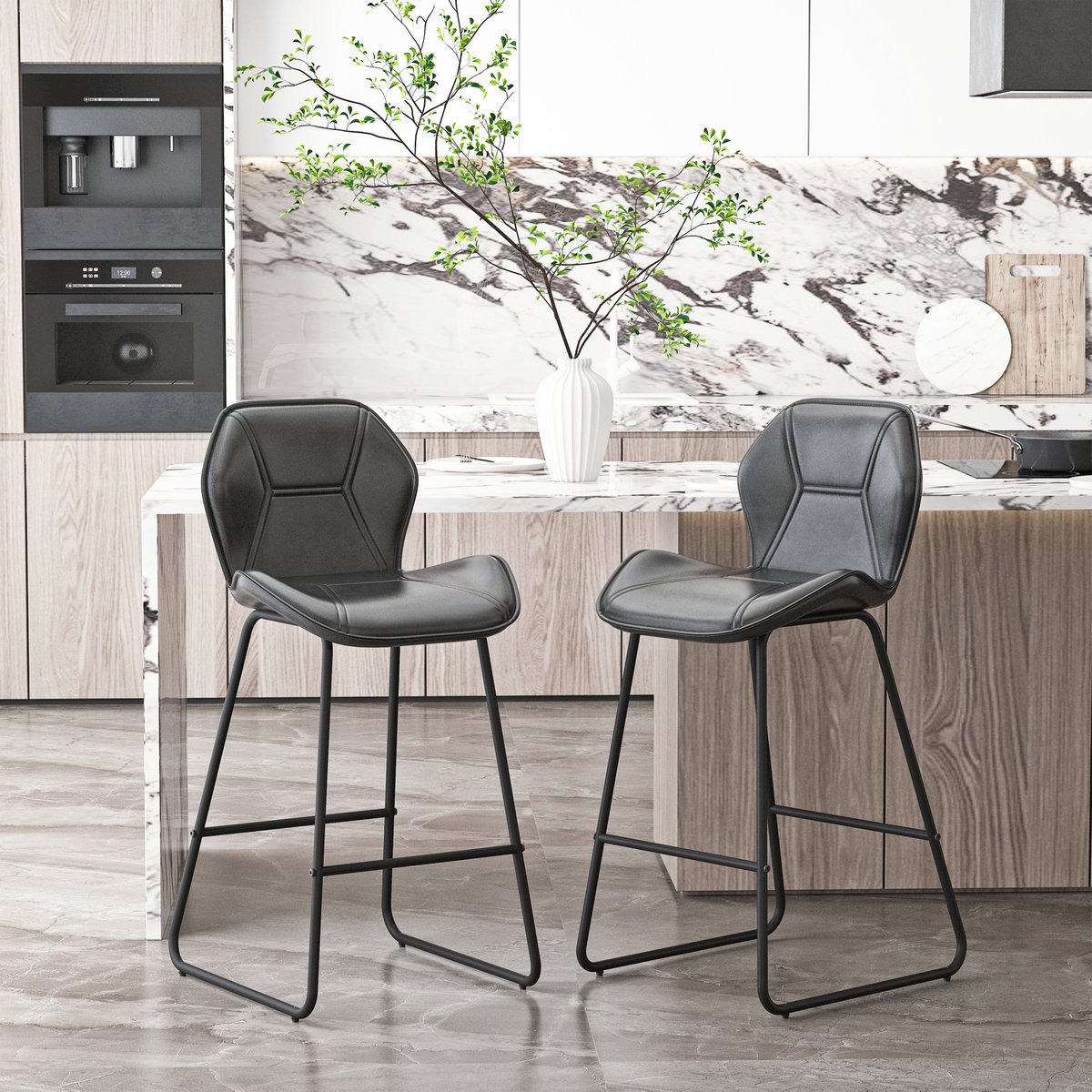 cosmiccaveman12's tweet image. Upgrade your space with our Set of 2 Leather Bar Chairs! 🍸🪑 Gray PU leather, high-density sponge padding, perfect for dining rooms, bars, and kitchens. Get yours at cosmicmancaves.com 🌟 #BarChairs #HomeDecor #KitchenStools