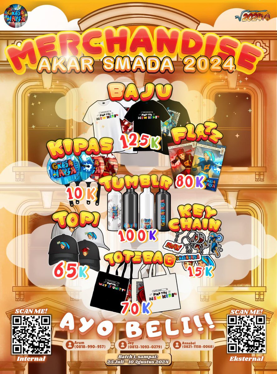 akarsmada's tweet photo. MERCHANDISE BY AKAR IT'S HERE~

Gemoy-gemoy, bukan⁉️🤩
Langsung beli ga, sih? Persediaan terbatas, keburu keambil sama yang lain, loh 😵

Kapan lagi dapat merchandise keren khas AKAR SMADA 2024? Kepoin merchandise-nya di link ini, Store by Akar:
https://t.co/6pUuHxdexY https://t.co/axX2cib2SL