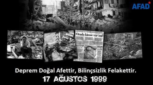 📌 #17Agustos1999 

Resmi Kayıtlara göre 17.480 kişinin hayatını kaybettiği, Ankara’dan İzmir’e kadar çok geniş bir bölgede hissedilen merkez üssü Gölcük (Kocaeli) olan 1️⃣7️⃣ Ağustos 1️⃣9️⃣9️⃣9️⃣ depreminin 2️⃣5️⃣. Yılında, hayatını kaybedenleri rahmetle anıyoruz.

#DepremiUnutma
