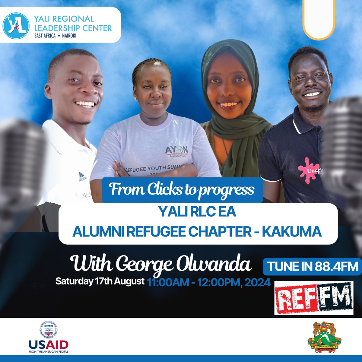Excited to share that our @YALIRLCEA alumni refugee chapter will be on the radio today! They'll discuss their progress in Kakuma &amp; Kalobeyei camps and how digitalization is driving the #SDGs. Don't miss this inspiring chat! 
#YALIRLCEA #RefugeeLeadership #MyDAYInYALIRLCEA
