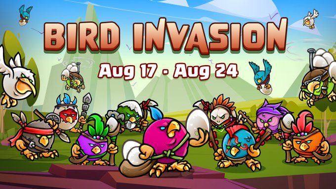 CrazyDefenseSOL's tweet photo. 🦅Birds Invasion is here! 🪶
🦅 Big birds came down from the sky! Watch out! 🪶
⏳ Available from Aug 17 - Aug 24

#CDH #CrazyDefenseHeroes #BirdInvasion https://t.co/FltTQTntgT