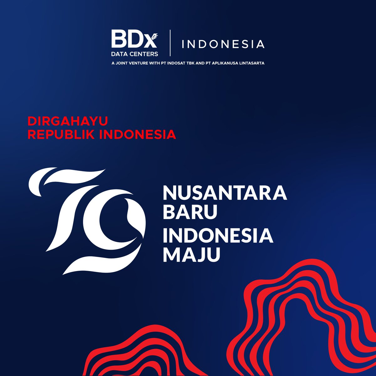 bdxworld's tweet photo. As Indonesia celebrates its 79th Independence Day, BDx Indonesia and its partners are proud to support the nation’s Golden Indonesia 2045 vision. Our commitment is reflected in our AI-ready digital infrastructure, designed to empower Indonesia's future growth and innovation. https://t.co/zu47UzigLN