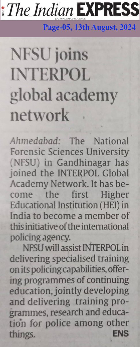 NvinChaudhary's tweet photo. NFSU joining the INTERPOL Global Academy network is a significant step towards police capacity building. This collaboration will support INTERPOL in expanding upskilling opportunities for law enforcement around the globe. 
https://t.co/SM02lXTH6U
@NFSU_Official https://t.co/CJWJYzVcpR