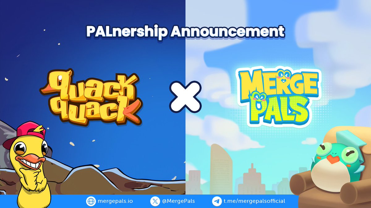 MergePals's tweet photo. 🚀 PAL-NERSHIP ANNOUNCEMENT 🚀
🦊 Merge Pals x @WeQuackQuack 🦆

About QuackQuack 
👉 QuackQuack is a casual game where you tap to raise ducks and harvest as many eggs as possible! Eggs can be exchanged for airdrop reward later on 🦆🥚
👉 Not stopping at an airdrop game, QuackQuack will bring DeFi and GameFi into our ecosystem with a range of tools from DEX, Launchpad, to Gameverse surrounding the QuackQuack branding 💰 🎮

Try QuackQuack Now: https://t.co/begBkfcsOy
Announcement: https://t.co/C431lajKUB
