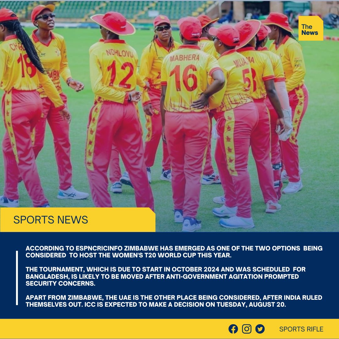 The Women's T20 World Cup may be hosted in Zimbabwe or UAE, following security concerns in Bangladesh and India's decline to host via <a href="/ESPNcricinfo/">ESPNcricinfo</a>