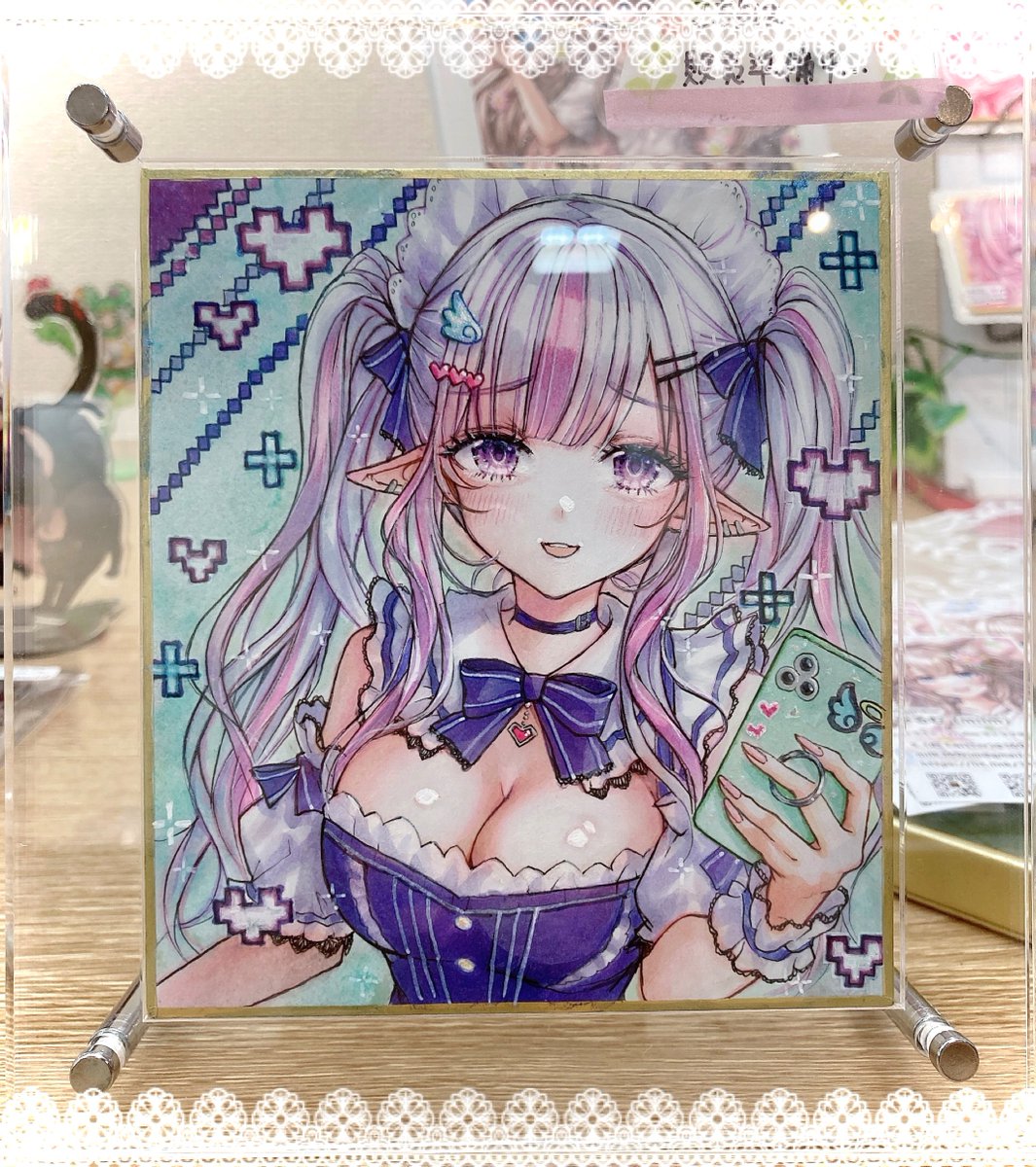 「#ときめぐり展 直筆イラスト数点を納品してきました⸝⋆今回のミニ色紙はクリア仕様」|みるくりむ✦低速稼働中/作業中のイラスト