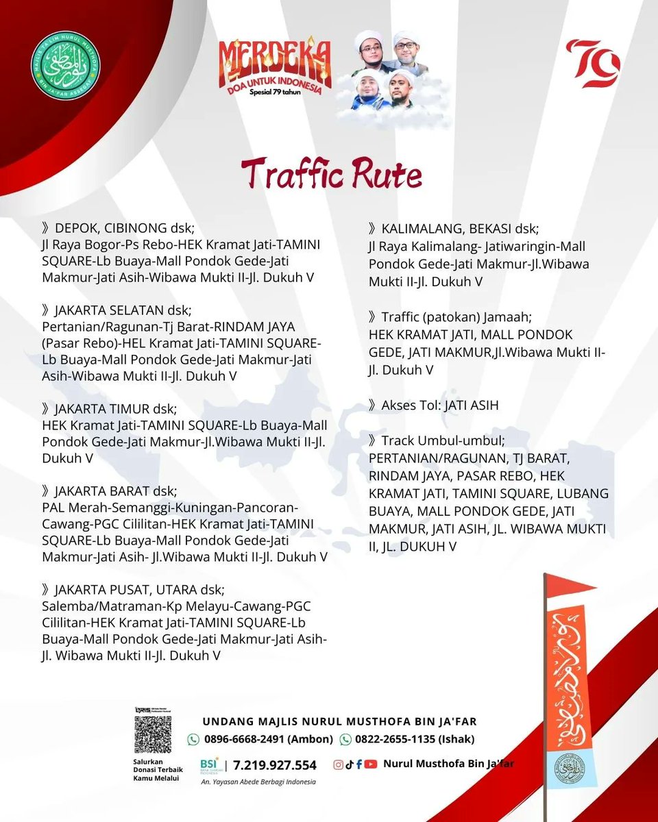 MERDEKA! DOA UNTUK INDONESIA SPESIAL 79 TAHUN, MAJLIS NURUL MUSTHOFA BIN JA'FAR

Malam ini, Sabtu 17 Agustus 2024
Pkl 20.00 WIB - Selesai

Bertempat di
Masjid Baituttohir
Jl. Wibawa Mukti II Gg. Dukuh V, Jatiasih, Bekasi