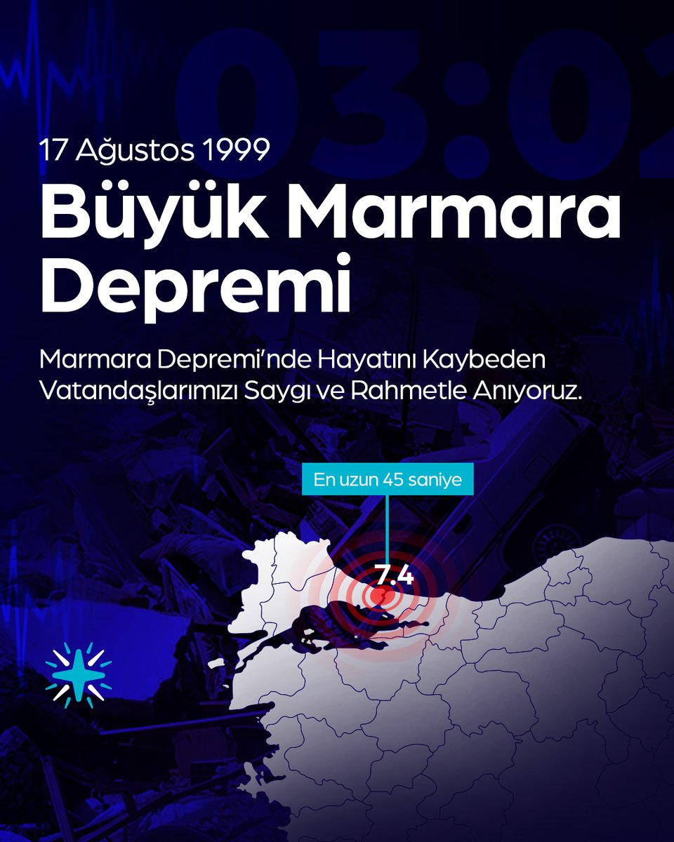 Marmara Deprem'nde hayatını kaybeden vatandaşlarımızı saygı ve rahmetler anıyoruz... 🥀
.
.
.
#MarmaraDepremi
