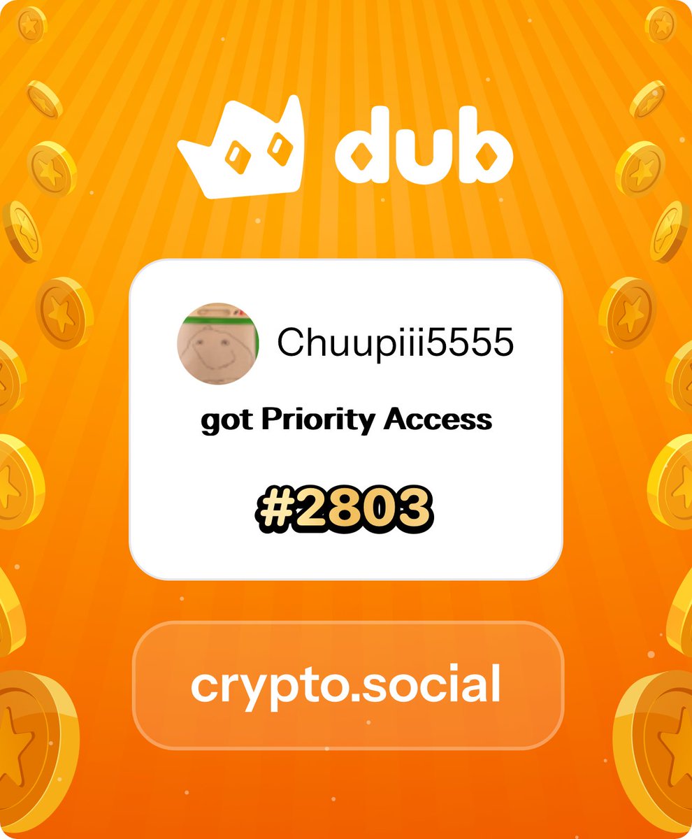 I just got Priority Access to Dub! Let’s make memecoins PvE again. Get in early™. dub.social