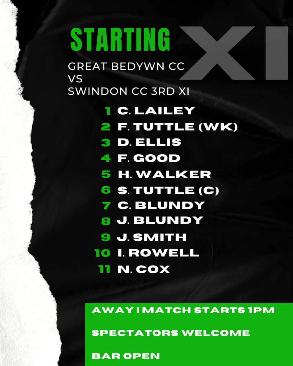 Here’s the #GreenArmy line up for today trip to Swindon 3’s

We go in search of another win that may bring us close to the top end of the league 

Go well lads
