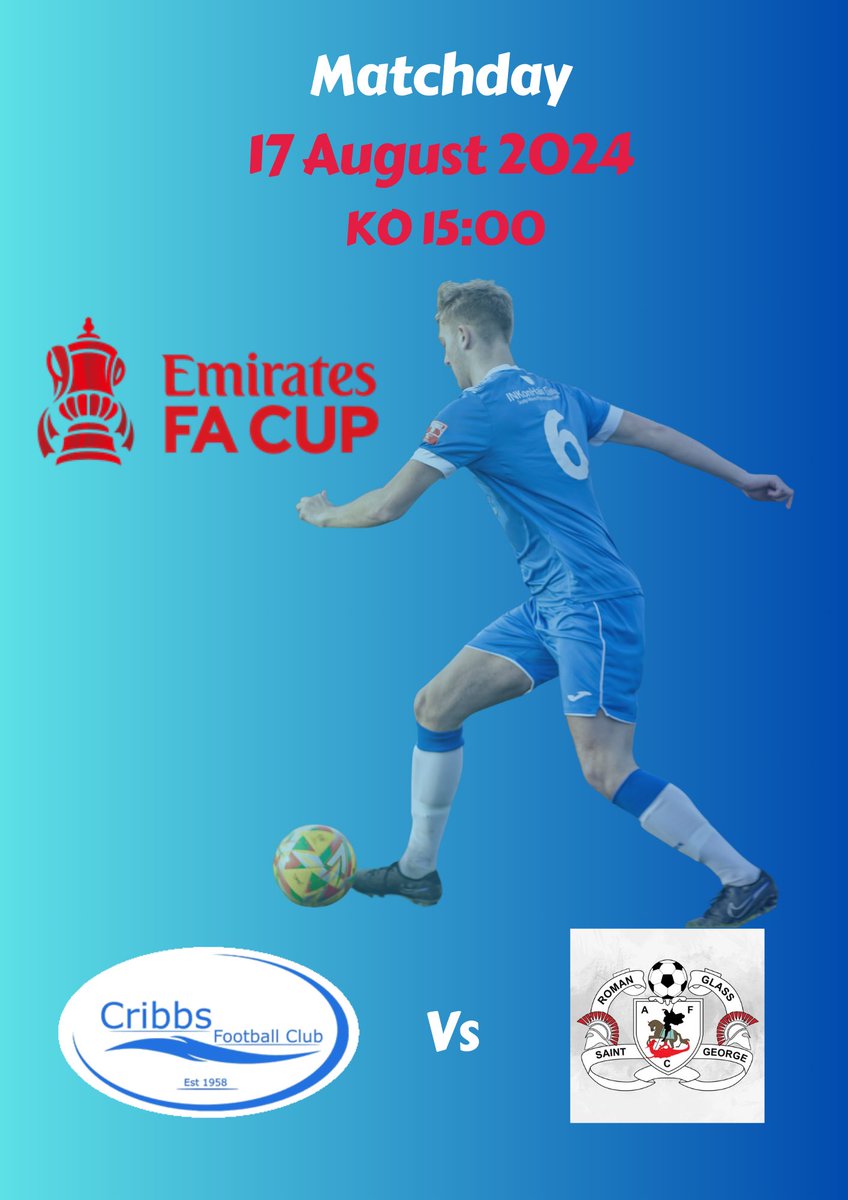 Cribbs Football Club (@cribbsfc) on Twitter photo ๐ ๐พ๐ช๐ฅ ๐๐ค๐ค๐ฉ๐๐๐ก๐ก๐
Today the <a href="/EmiratesFACup/">Emirates FA Cup</a> is back <a href="/SW_Pitchside/">South West Pitch-Side Trauma Care</a>๐๏ธ when the oldest club in Bristol <a href="/RomanGlassFC/">Roman Glass St. George ๐๐ช๐ด๓ ง๓ ข๓ ฅ๓ ฎ๓ ง๓ ฟ</a> visit.
They are in good form so expect a tough challenge for our young squad.
๐ฐ๏ธ15:00 KO
๐ทยฃ10 Adult/ยฃ7 Concession
๐Under 16s
๐ปBar Open
๐๏ธPrinted ๐ ๐พ๐ช๐ฅ ๐๐ค๐ค๐ฉ๐๐๐ก๐ก๐
Today the <a href="/EmiratesFACup/">Emirates FA Cup</a> is back <a href="/SW_Pitchside/">South West Pitch-Side Trauma Care</a>๐๏ธ when the oldest club in Bristol <a href="/RomanGlassFC/">Roman Glass St. George ๐๐ช๐ด๓ ง๓ ข๓ ฅ๓ ฎ๓ ง๓ ฟ</a> visit.
They are in good form so expect a tough challenge for our young squad.
๐ฐ๏ธ15:00 KO
๐ทยฃ10 Adult/ยฃ7 Concession
๐Under 16s
๐ปBar Open
๐๏ธPrinted
