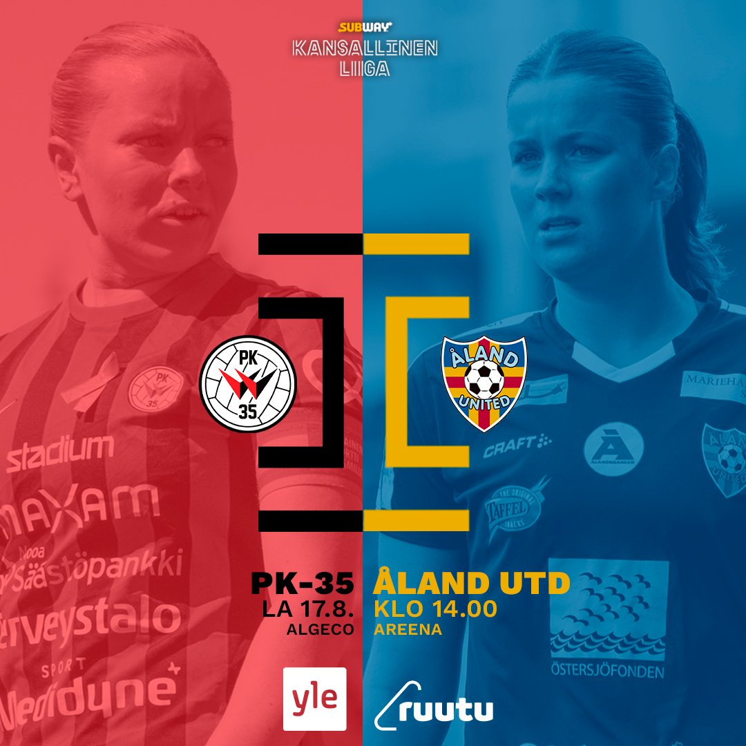 Neljä peliä tänään Subway Kansallisessa Liigassa! ⚽

PK-35 - Åland United on nähtävissä suorana myös Yle TV2 -kanavalla ja Yle Areenassa. Studiolähetys alkaa kello 13.40 ja itse kamppailu 14.00.

Päivän ottelut ja lipunmyynti

14.00 PK-35 - Åland United
tiketti.fi/pk-35-aland-un…