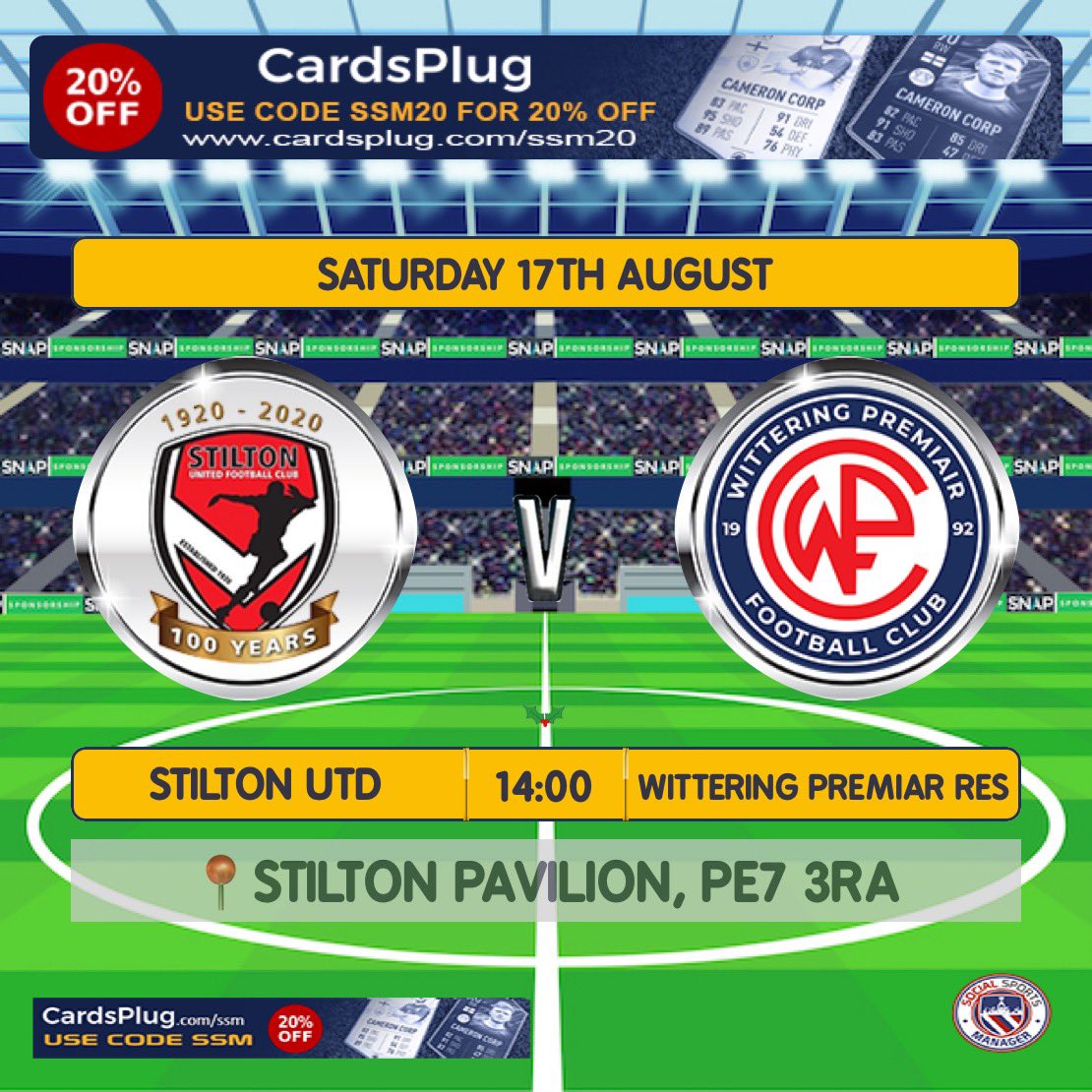 ‼️MATCHDAY‼️

🔴 Stilton United FC VS Wittering Premiair Res
🗓 Saturday 17th August
📍 Stilton Pavilion
🏆 League Fixture
⏰ 2PM KO 

All welcome 🔴⚽️👍🏻