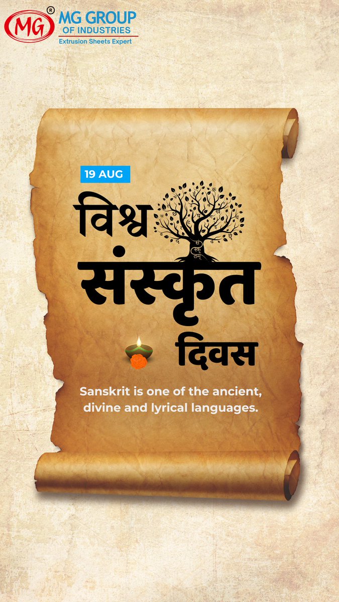 Mggroup23's tweet photo. Celebrating the timeless legacy of one of the world's oldest and most lyrical languages—Sanskrit! 🌳✨ On this World Sanskrit Day, let's honor the language that has enriched our culture and heritage.
.
.
#MGGroupOfIndustries #MGGroup #WorldSanskritDay #Sanskrit #CulturalHeritage https://t.co/SY6D3zO5CF
