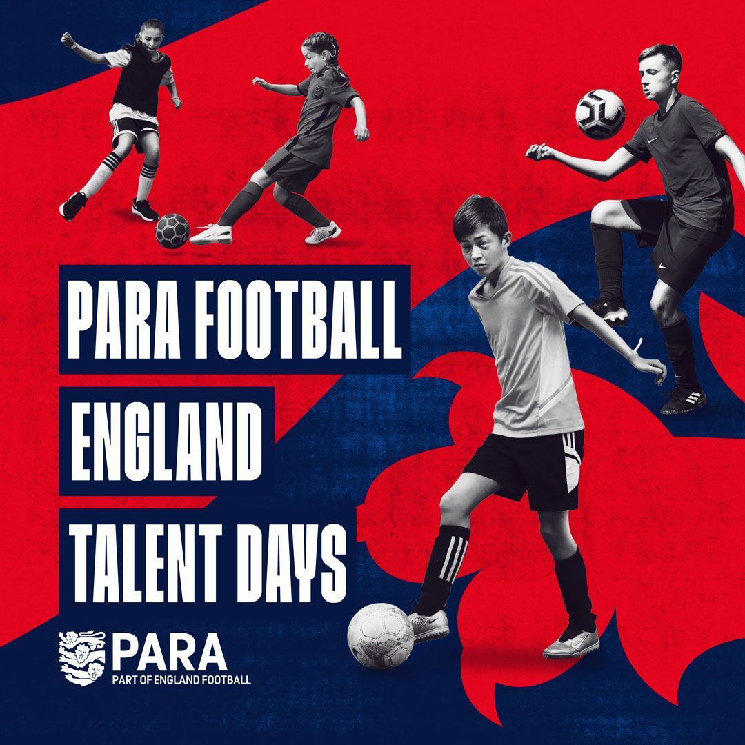 FA Para England Talent Day at St. George's Park on 16th November 2024 ⚽ 

For players aged 7-16 who are deaf; players who have cerebral palsy (and are ambulant); players who are partially sighted

To register your child please visit ⬇️ 
buff.ly/46L6PMM