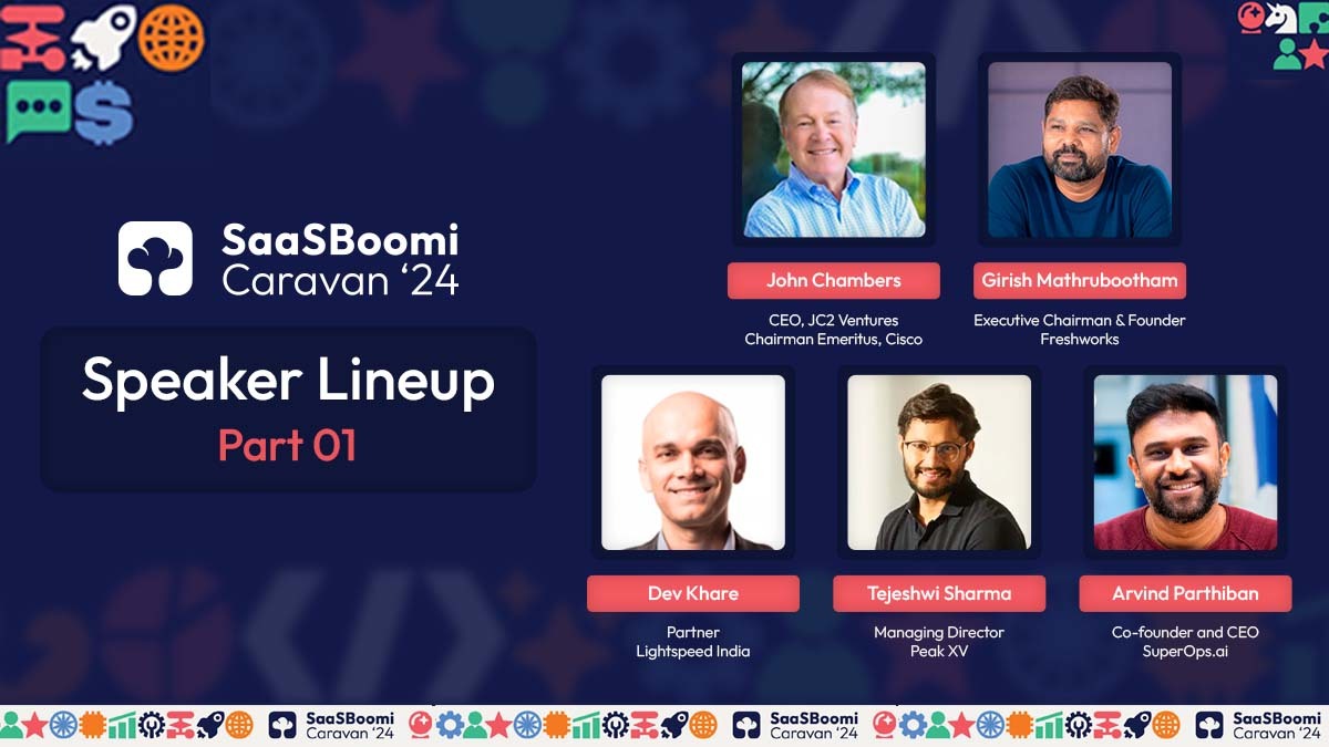 AIBoomi's tweet photo. Presenting the 1st batch of a stellar speaker lineup for #SBCaravan24: folks who have achieved amazing things in their fields and continue to raise the bar – @JohnTChambers, @mrgirish, @dkhare, @tejeshwi_sharma, &amp; @ArvindParthiban.

The ultimate #SaaS learning experience is here! https://t.co/IN9ACs4LT4
