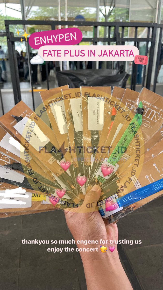 flashticket_id's tweet photo. Proof Jastip tiket fisik Enhypen Fate Plus in Jakarta, thankyou so much engene for trusting flash ticket π€π see u besok day 2 <3
#ENHYPEN #μνμ΄ν #EN_WORLDTOUR_FATEPLUS #FATEPLUS_IN_JAKARTA #FATEPLUS_IN_JAKARTA_D1 #FLASHTICKETPROOF #FLASHTESTI https://t.co/sNKaiWuD89