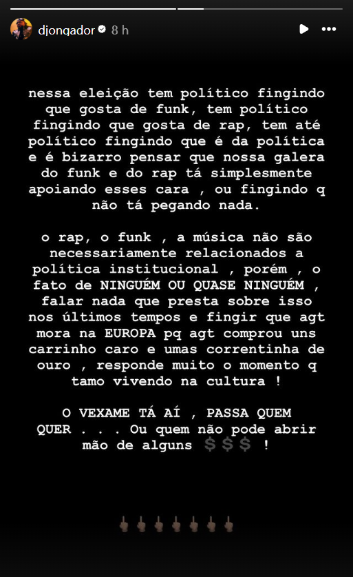 rapmalado's tweet photo. Djonga sobre os funkeiros e rappers fechando com pablo marçal em são paulo:

Vai fazer o M na putaaaa que pariu https://t.co/0l1HdrYaIh