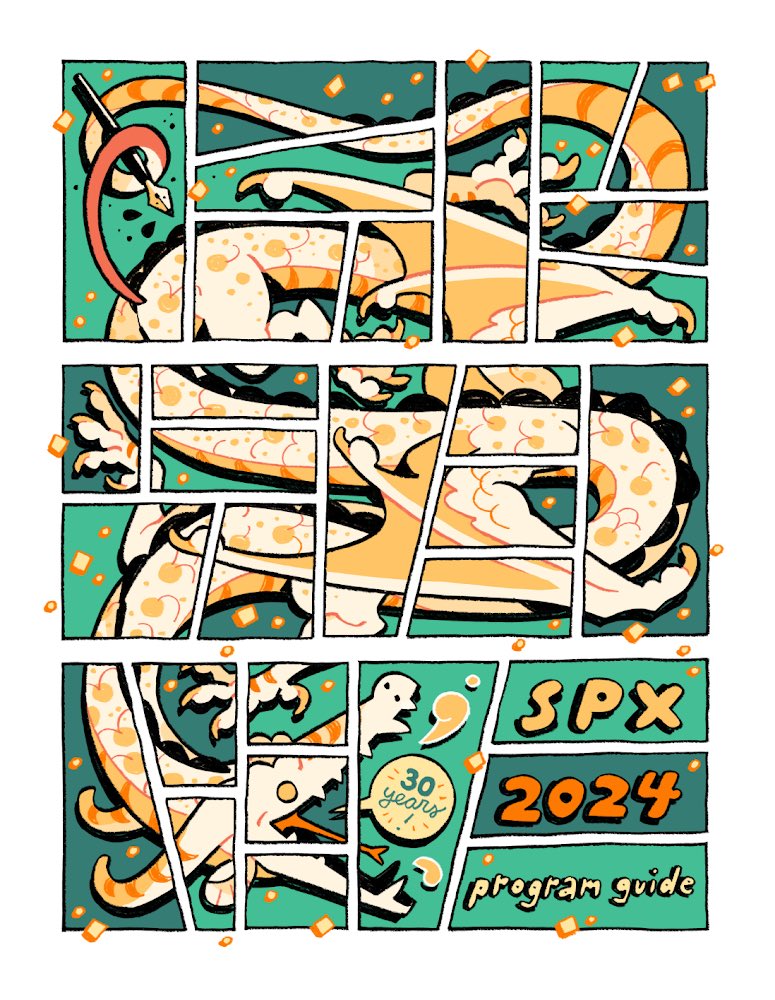 SPXcomics's tweet image. Very happy to share this wonder SPX 2024 program guide cover by Yuko Ota @aidosaur.