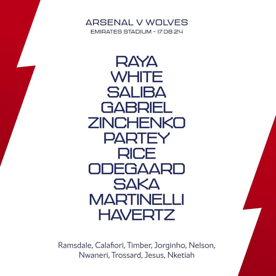 Today’s line up #ARSWOL #PremierLeague #premierleagueisback