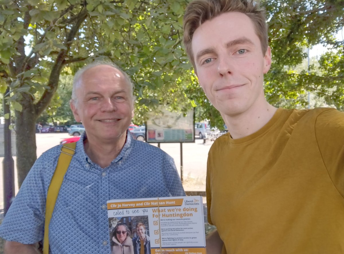 HuntsLibDem's tweet image. Nathan Hunt and @markargentLibDe before going out canvassing in Huntingdon with Nathan Hunt last Sunday... now sorting out preparations for some more conversations with voters tomorrow