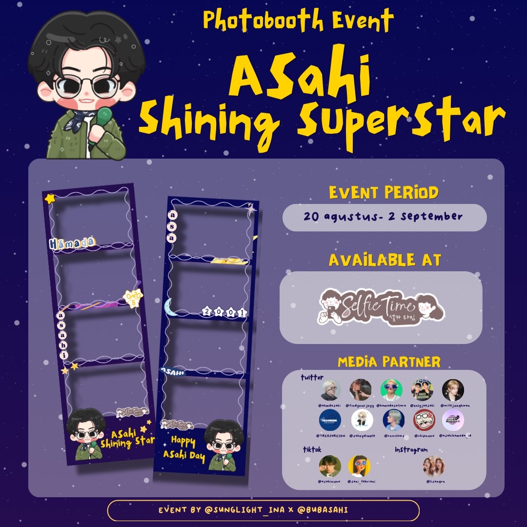 sunlight_ina's tweet photo. ⋆.˚✮ 𝐀𝐬𝐚𝐡𝐢 𝐒𝐡𝐢𝐧𝐢𝐧𝐠 𝐒𝐮𝐩𝐞𝐫𝐬𝐭𝐚𝐫 ✮˚.⋆
 
𓍼ᴘʜᴏᴛᴏʙᴏᴏᴛʜ ᴇᴠᴇɴᴛ ꜱᴘᴇᴄɪᴀʟ ᴀꜱᴀʜɪ’ꜱ ᴅᴀʏ ʙʏ @sunlight_ina x @bubasahii

🗓️ 20 Aug - 2 Sep
📌 @Selfietime

Let’s celebrate our Asahi’s bday and kindly tag us if you use this frame🤍

#아사히 #TREASURE https://t.co/5NKHv36hTA