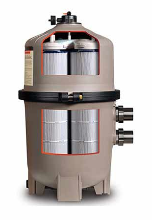 McKennaPool's tweet image. #PoolCue - The tank body of a cartridge filter contains one or more cylindrical shaped cartridges made of a synthetic fabric arranged into pleats. Water that enters the filter body passes through the synthetic fabric before returning to the pool.