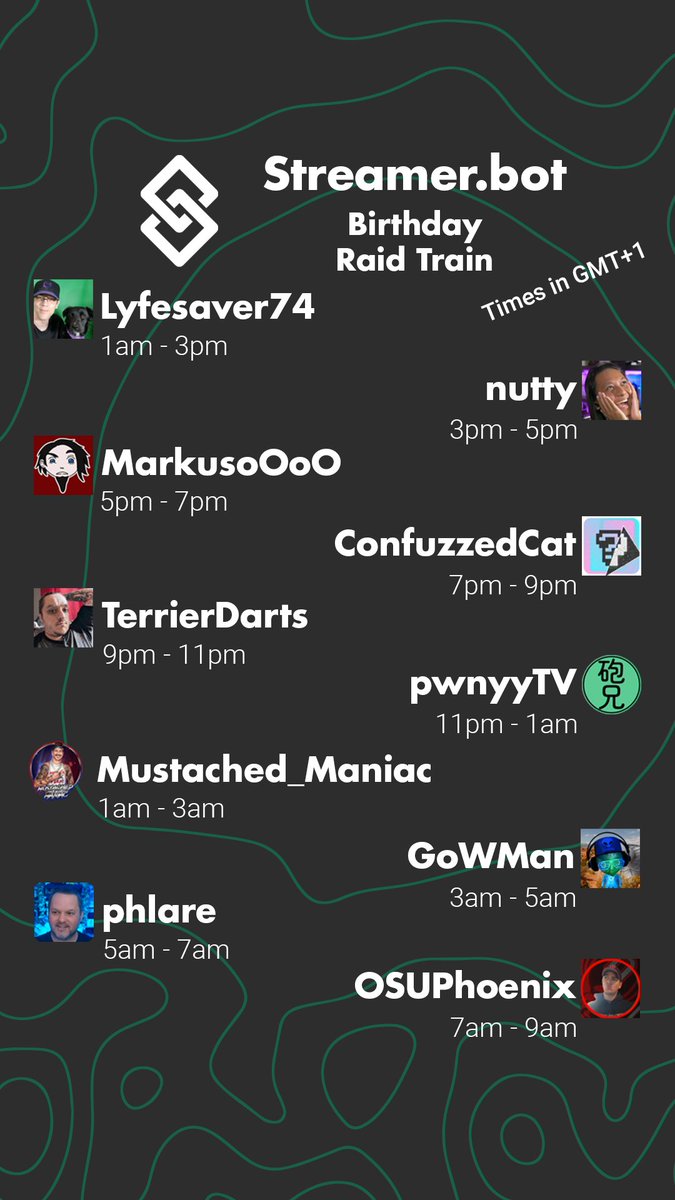 pwnyy (@pwnyy) on Twitter photo We are doing a Raid Train right NOW for <a href="/streamerdotbot/">Streamer.bot</a> 's 3rd year of being public!
Partnering with <a href="/pulsoid_app/">Pulsoid - Heart Rate Streaming</a> we are also doing a giveaway of 5 heartrate monitors + their 1 year BRO plan for each winner! Join each stream in the timeline below and join the giveaway! We are doing a Raid Train right NOW for <a href="/streamerdotbot/">Streamer.bot</a> 's 3rd year of being public!
Partnering with <a href="/pulsoid_app/">Pulsoid - Heart Rate Streaming</a> we are also doing a giveaway of 5 heartrate monitors + their 1 year BRO plan for each winner! Join each stream in the timeline below and join the giveaway!