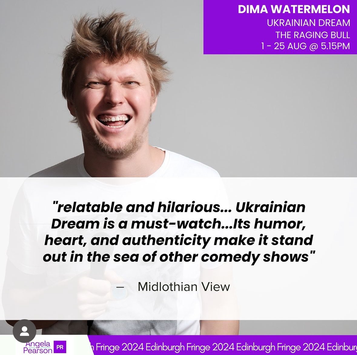 Angela Pearson (@pearson_ange) on Twitter photo “Ukrainian Dream is a must-watch… its humour, heart and authenticity make it stand out in a sea of #comedy shows”
High praise for <a href="/dimawatermelon/">dimawatermelon</a>’s Ukrainian Dream!
Tix: <a href="/edfringe/">Edinburgh Festival Fringe</a>
Review: midlothianview.com/news/ukrainian…
#UnleashYourFringe #EdFringe #Edinburgh #edfringe24 #freefringe “Ukrainian Dream is a must-watch… its humour, heart and authenticity make it stand out in a sea of #comedy shows”
High praise for <a href="/dimawatermelon/">dimawatermelon</a>’s Ukrainian Dream!
Tix: <a href="/edfringe/">Edinburgh Festival Fringe</a>
Review: midlothianview.com/news/ukrainian…
#UnleashYourFringe #EdFringe #Edinburgh #edfringe24 #freefringe