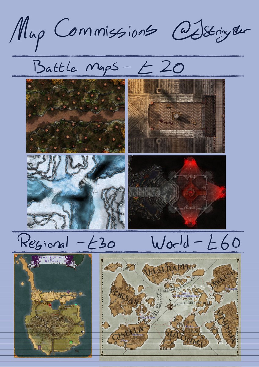 JStringster's tweet image. Getting back into the swing of comms again! If you'd be interested in custom digital art or bespoke TTRPG maps please do get in touch!