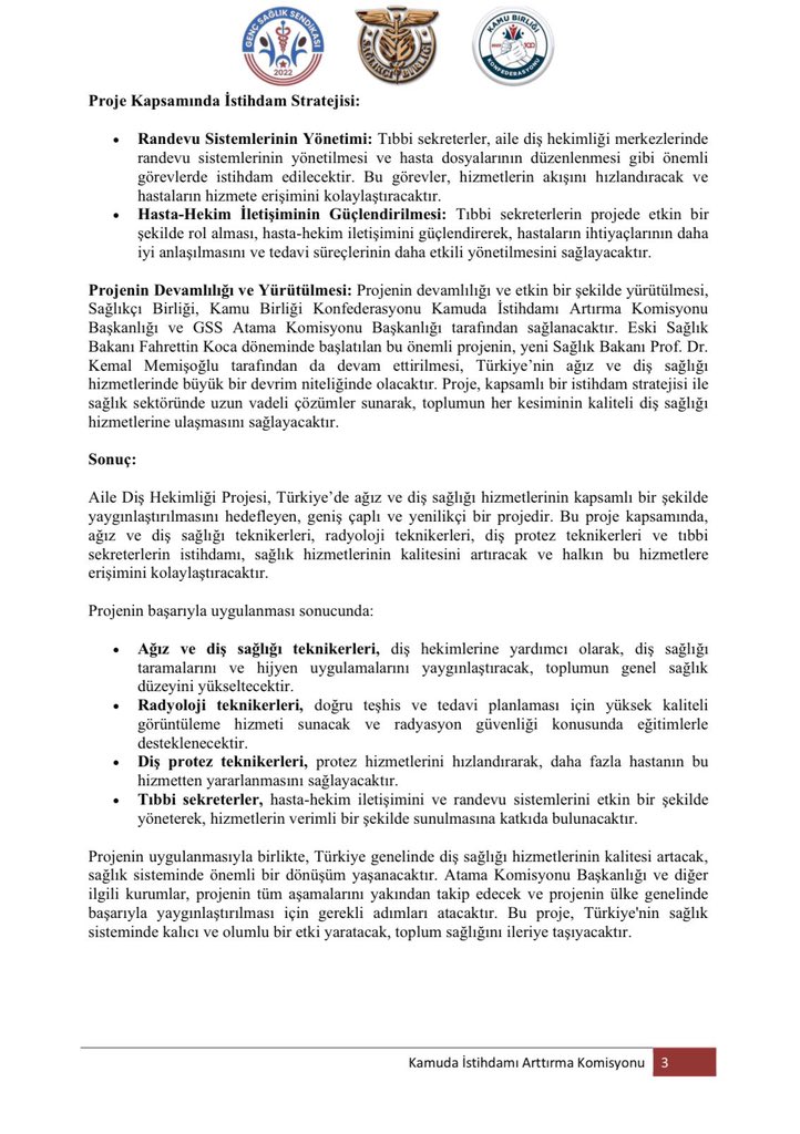 Aile Diş Hekimliği Projesi için istihdam talepli dosyamızı Bakanlığa iletiyoruz!

✅ Ağız ve Diş Sağlığı
✅ Diş Protez
✅ Radyoloji
✅ Tıbbi Sekreter
branşlarına hayırlı olsun!
