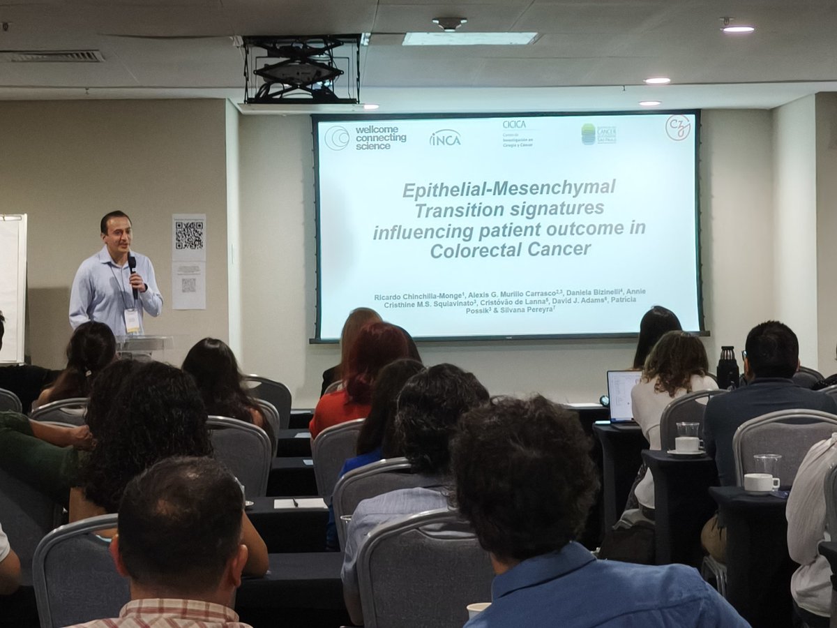 The last ⚡ talk is being given by Ricardo Chinchilla <a href="/UniversidadCR/">UCR</a> 🇨🇷, telling us about a collaborative project arising from last year's course! 🤩 This project is researching EMT signatures in #colorectalcancer #SingleCellRio2024