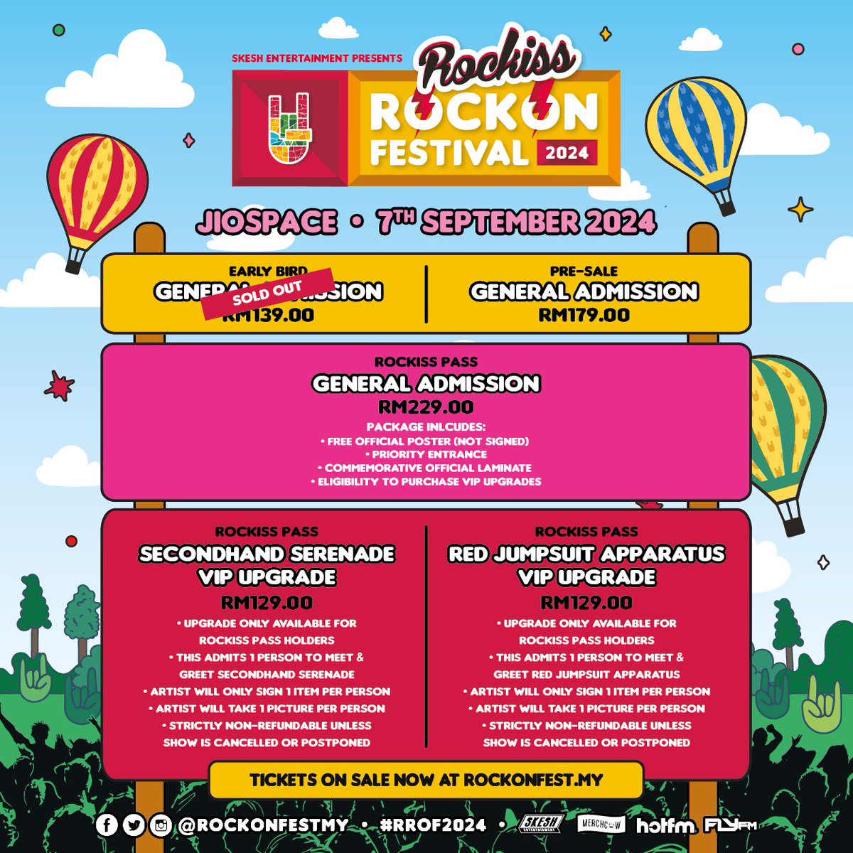 Ticketing guide and seat map for the upcoming #RROF2024.. Get your tickets now! #SecondhandSerenade #RedJumpsuitApparatus