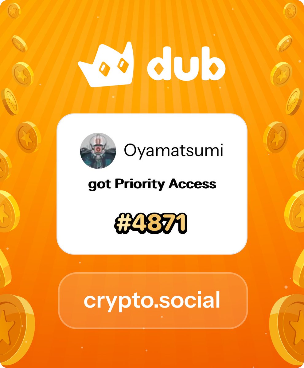 I just got Priority Access to Dub! Let’s make memecoins PvE again. Get in early™. dub.social