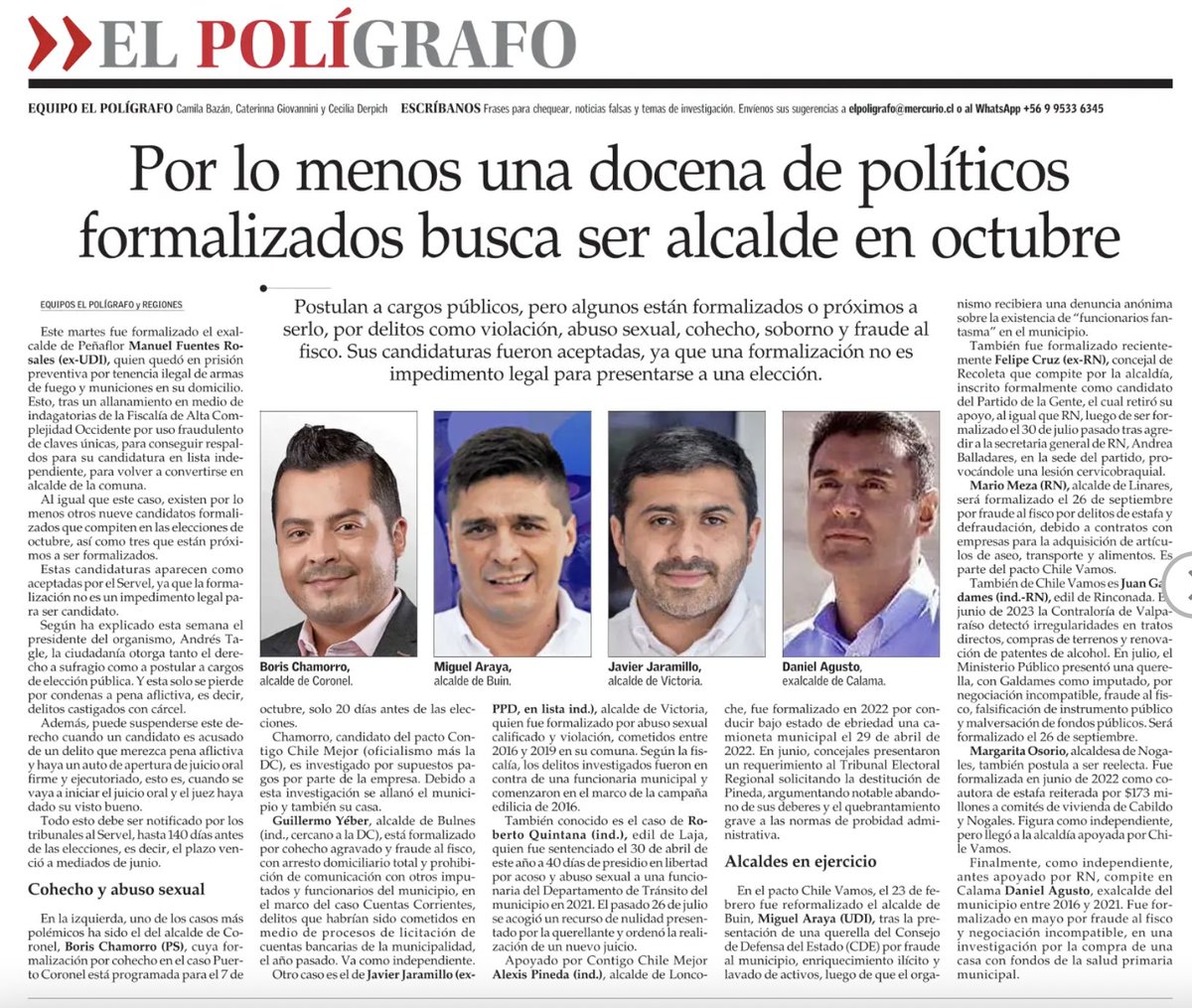 A lo menos una decena de políticos formalizados busca ser alcalde en octubre.
La nota en El Mercurio de hoy: 
digital.elmercurio.com/2024/08/17/C/6…