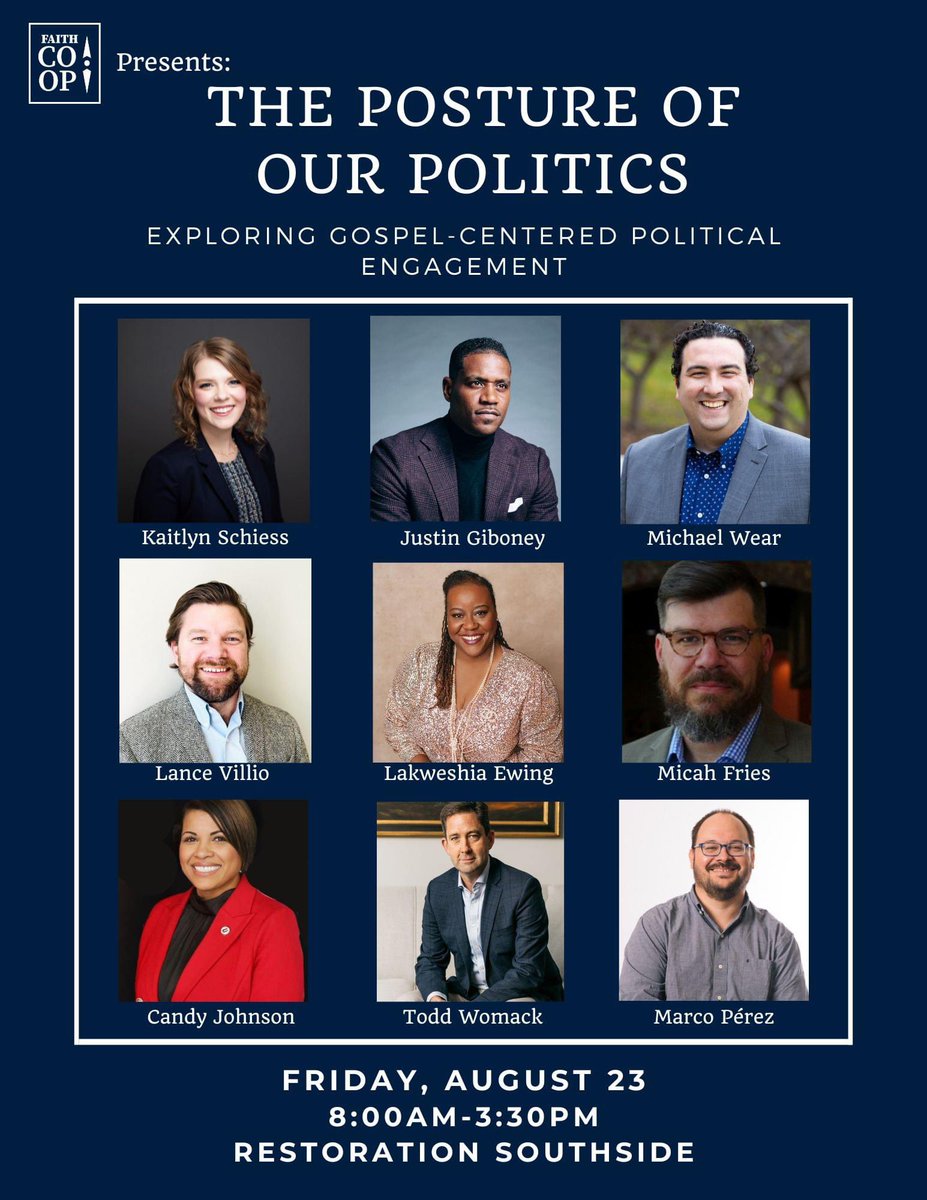 This coming Friday (8/23) we're excited to host “The Posture of Our Politics.” If you’re in the Chatt area we’d love to have you join in on this conversation to hear from national &amp; local leaders on what a faithful political engagement could look like. 

postureofpolitics.paperform.co