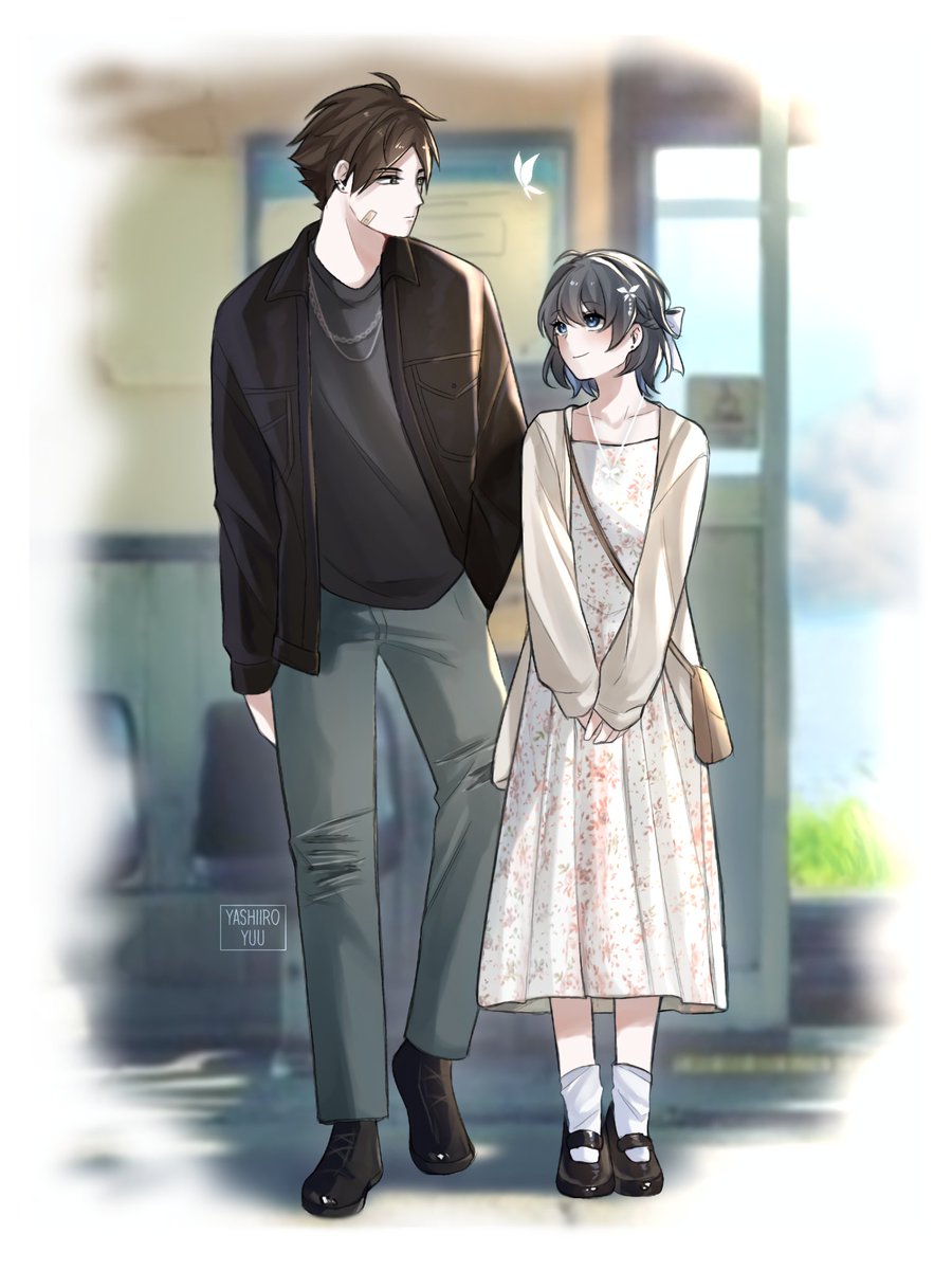Yashiiroyuu's tweet photo. ─── #rinyuko 🍃🦋

"a date? I'm not sure. But I have to admit that I feel much happier spending time with you more than anyone else."
- 🍃
 
#yumeship #yumelokalgallery https://t.co/KtkGoWtkeq