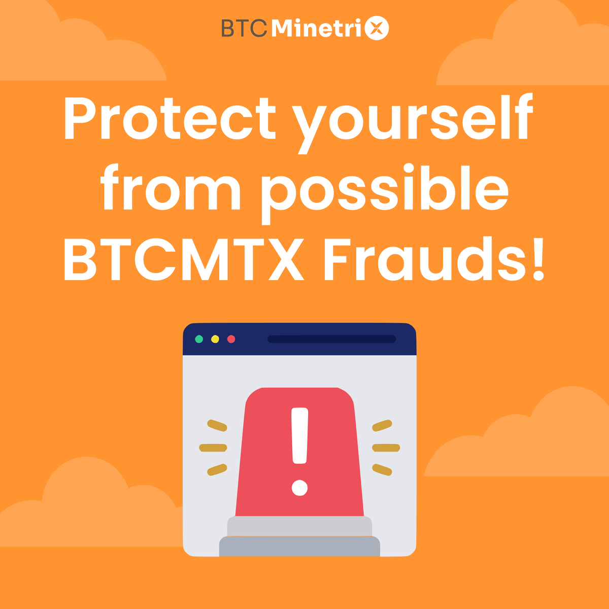bitcoinminetrix's tweet photo. π Caution against possible #BTCMTX frauds! π·
Our team will not contact you first.
Steer clear of profiles that assert they are 'Official', 'Support', 'Assistance', or 'Help'.
Immediately report and block these accounts. Protect yourself! π«π https://t.co/5mouTfPTqV